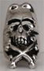 Large Humphead Skull w/Crossbones Ring-Gold
