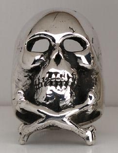 Skull Ring w/Crossbones-Medium- Gold - Click Image to Close