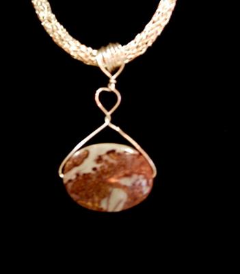 Brown/Grey Swirl Oval Pendant - Click Image to Close