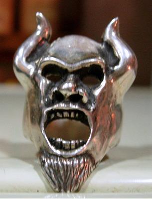 Large Demon Ring with Horns & Beard-SS - Click Image to Close