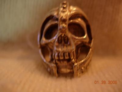 Large Skull in Helmet Ring-Gold - Click Image to Close