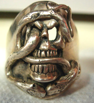 Snake/Skull Ring-2pc-SS - Click Image to Close