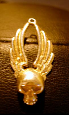 Winged Skull Pendant-14K Gold - Click Image to Close
